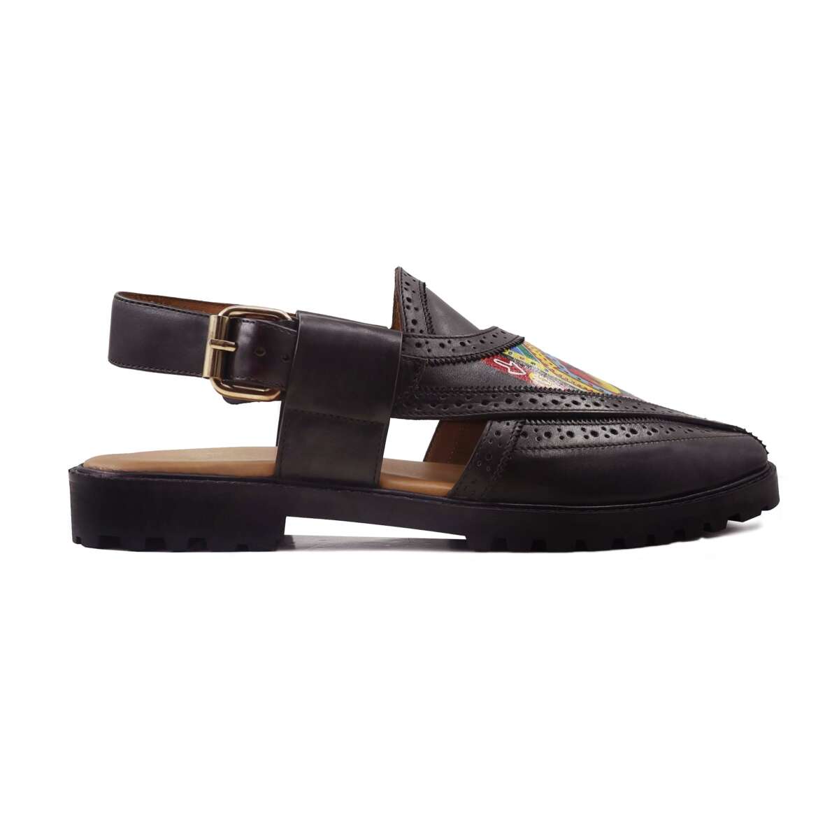 Maxton - Men's Dark Brown Hand Painted Sandal - Image 2