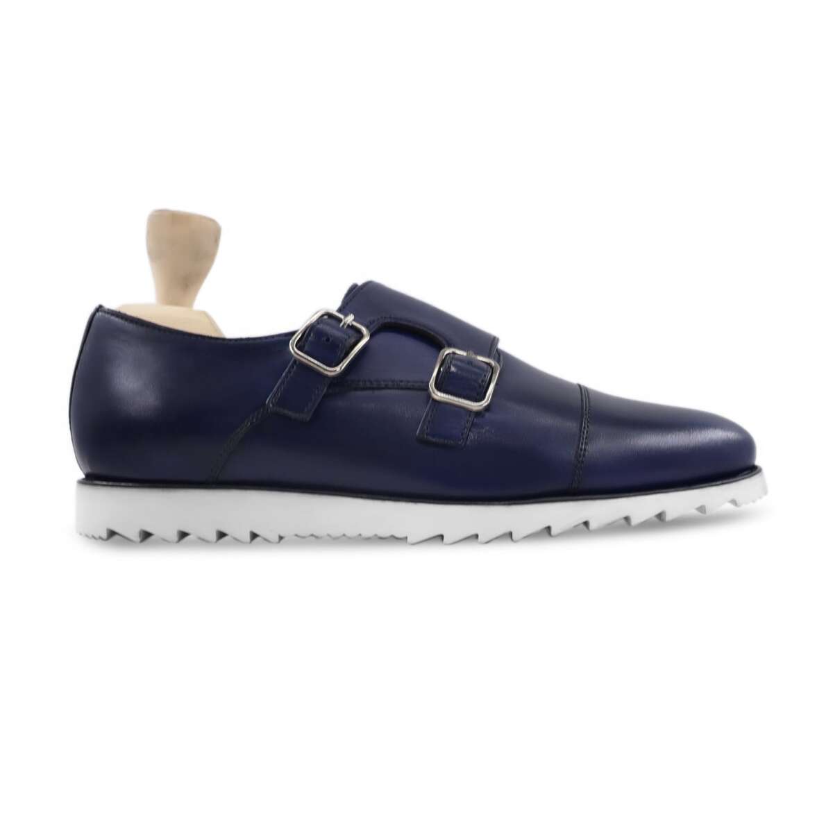 Adria - Men's Dark Blue Calf Leather Double Monkstrap - Image 2