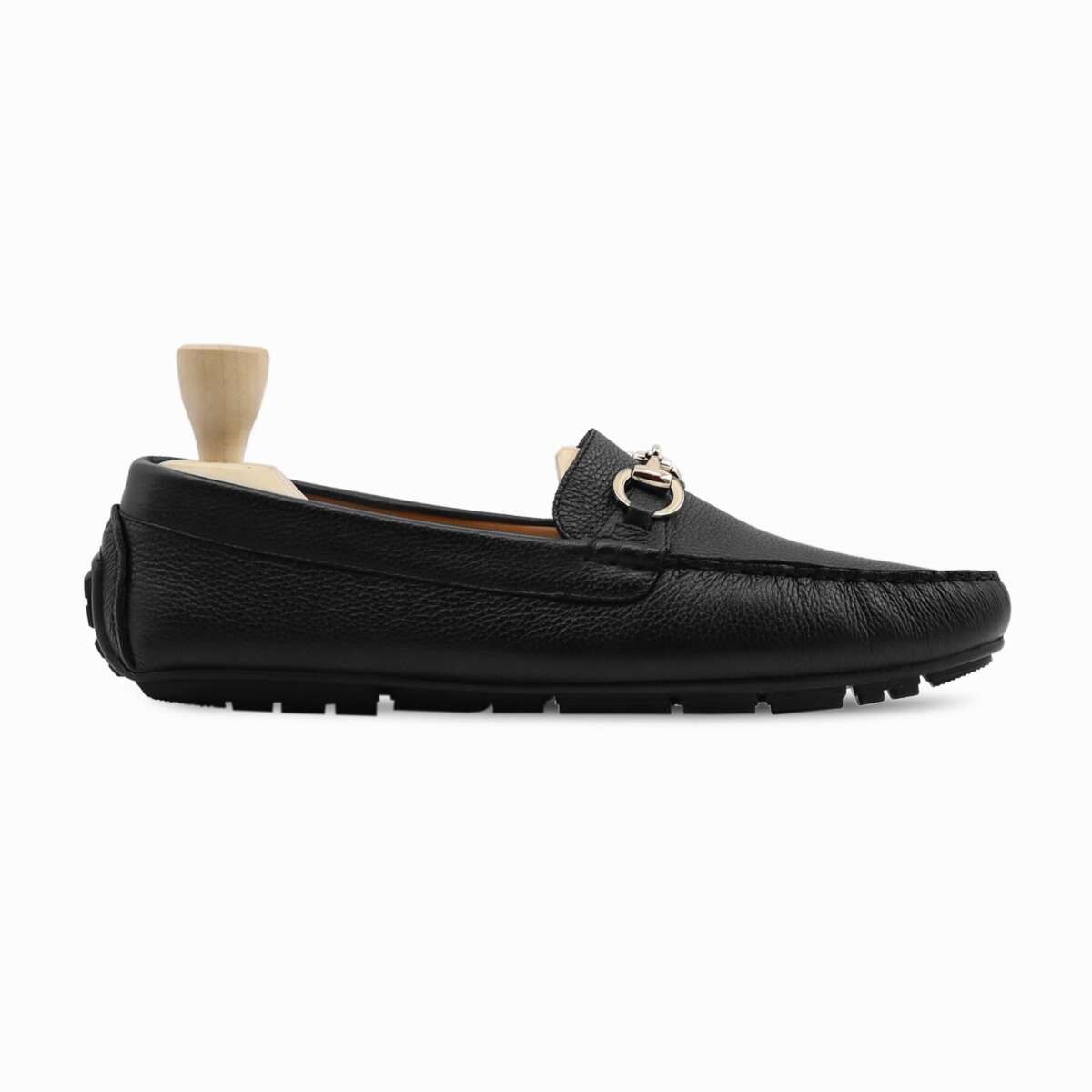 Adam - Men's Black Pebble Grain Leather Driver Shoe - Image 2